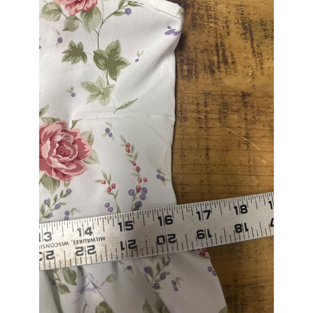 dressfo nwt large midi slip dress white and floral pink sleeveless vneck back zi - Picture 11 of 15